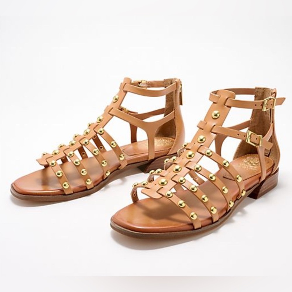 VINCE CAMUTO  Studded Leather Sandals Women's Size 8 Light Cognac